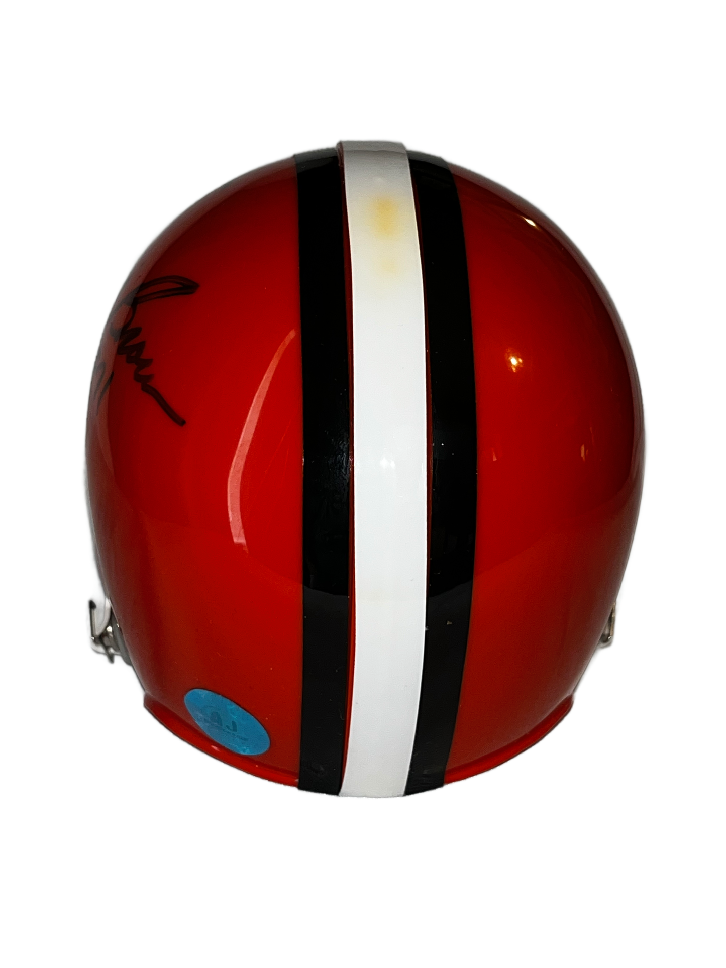 Jim Brown Autographed Riddell Mini Helmet, NFL Cleveland Browns With Display Case