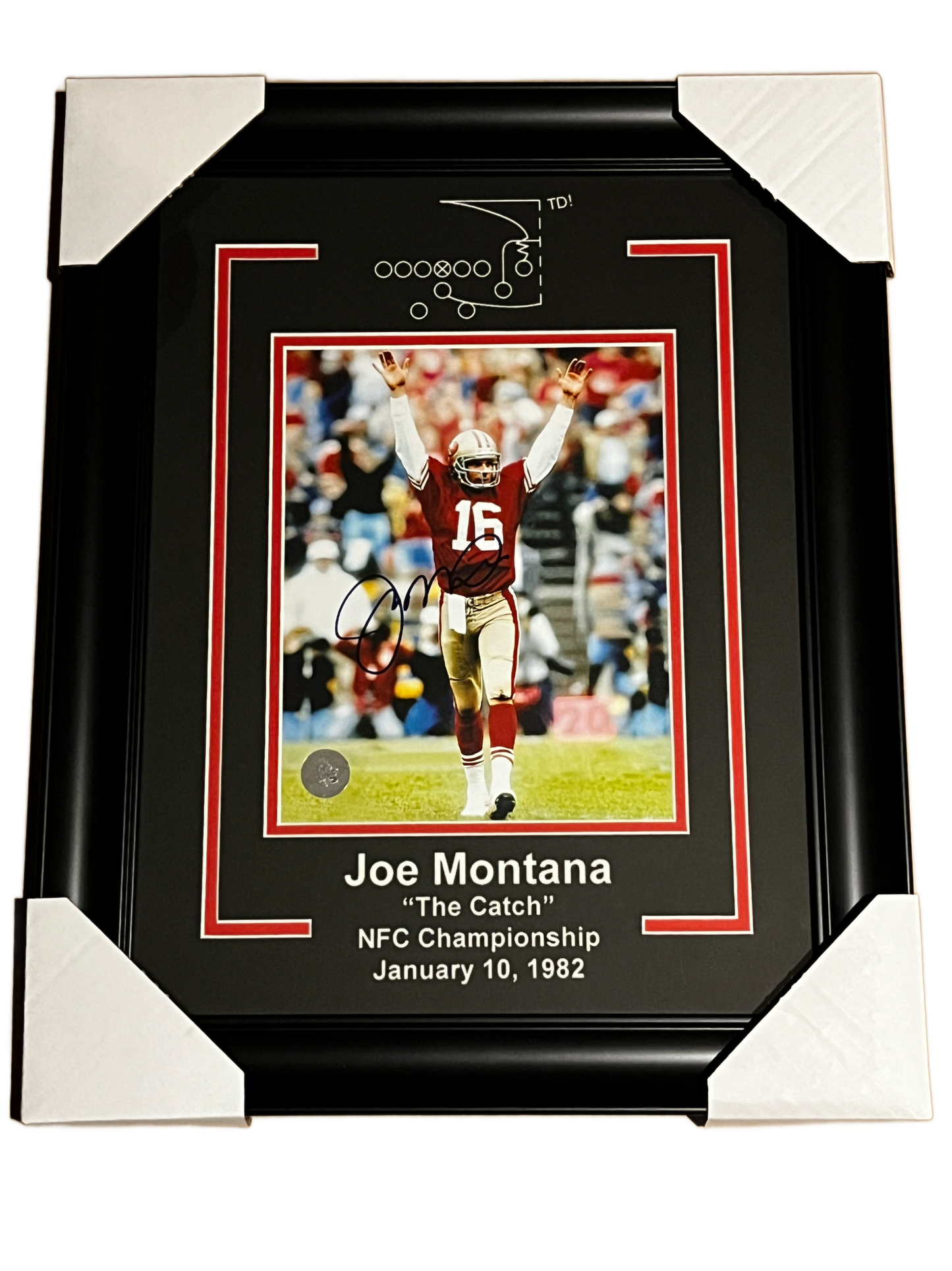 Joe Montana Autographed Framed 8x10 Photo "The Catch"