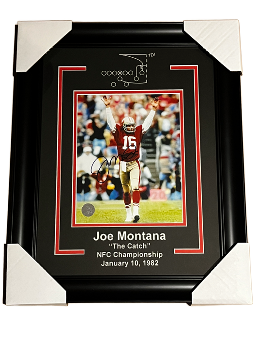 Joe Montana Autographed Framed 8x10 Photo "The Catch"