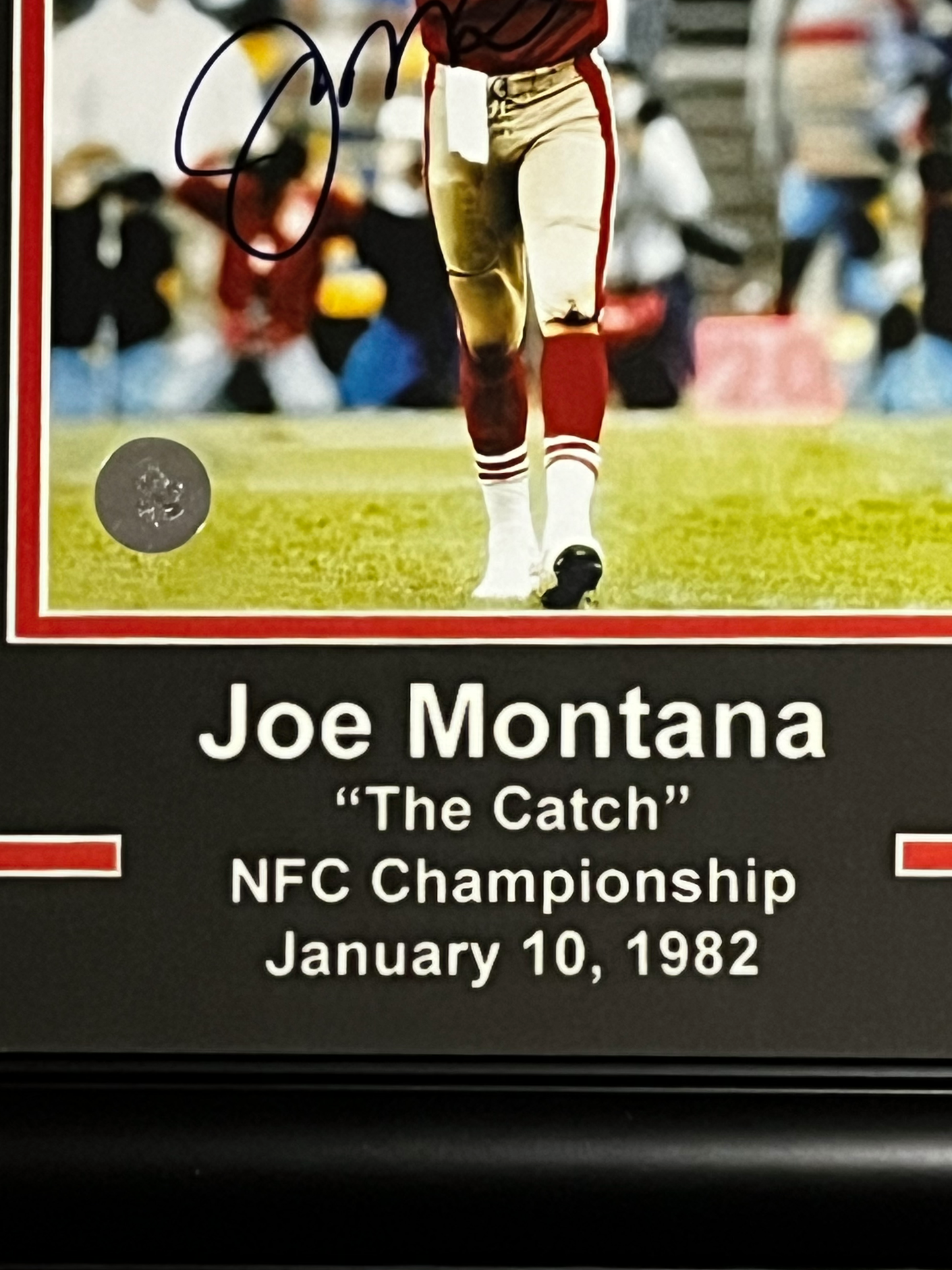 Joe Montana Autographed Framed 8x10 Photo "The Catch"