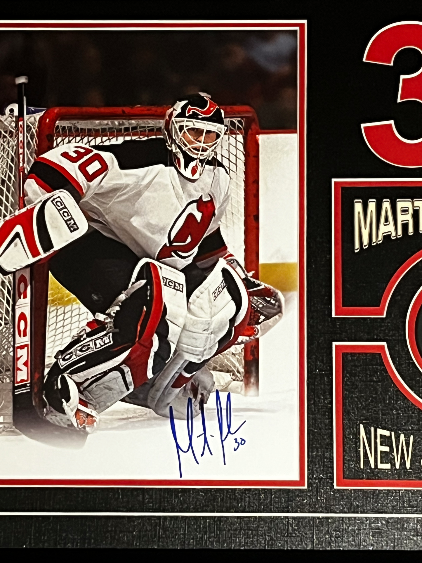 Martin Brodeur Autographed Framed Photo With Puck