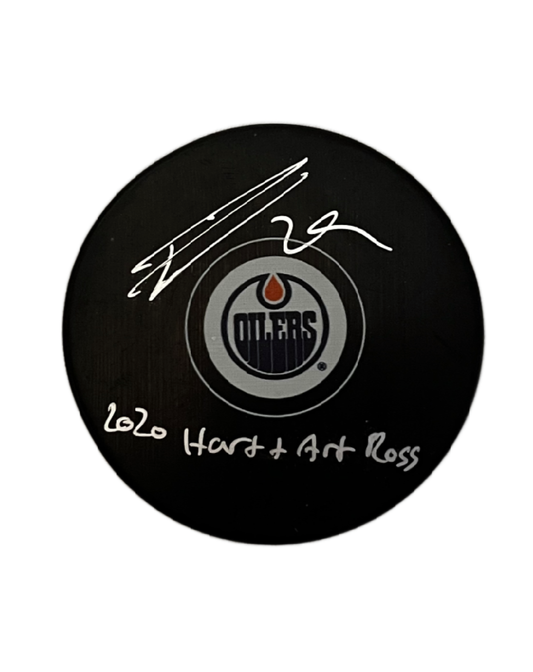 Leon Draisaitl Autographed Edmonton Oilers Puck