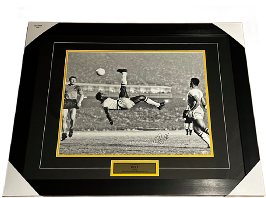 Pele Autographed Framed 16x20 Brazil Bicycle Kick Photo Fanatics