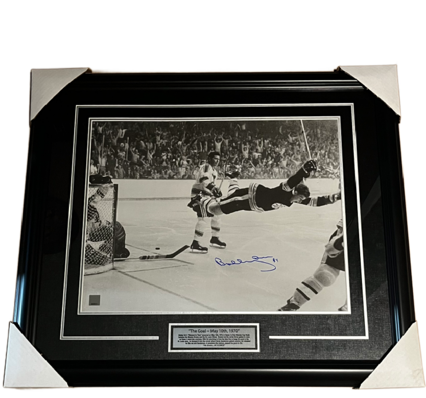 Bobby Orr Signed Framed Black & White Photo "The Goal"