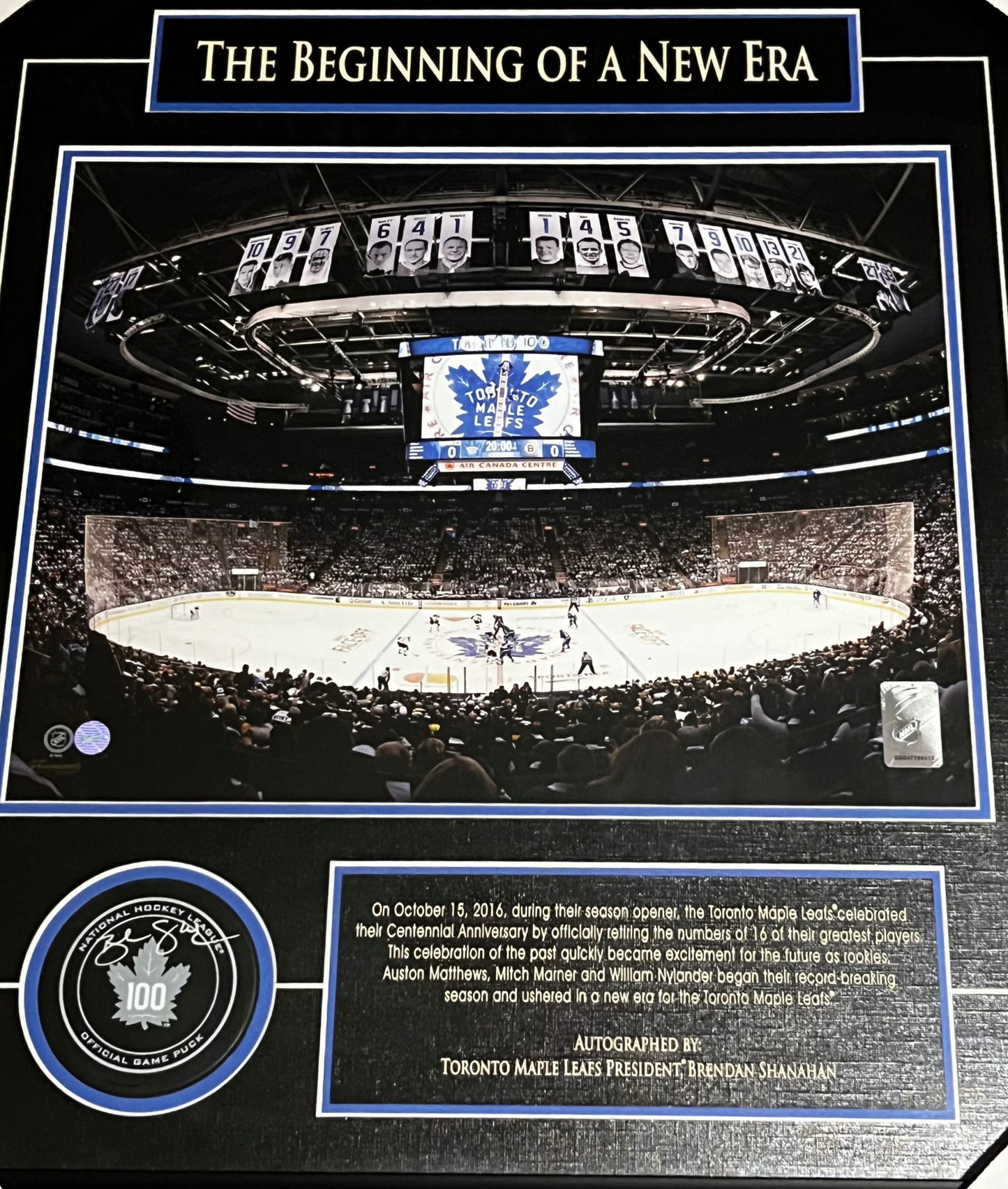 Framed Brendan Shanahan Toronto Maple Leafs Autographed Centennial Official Game Signed Puch