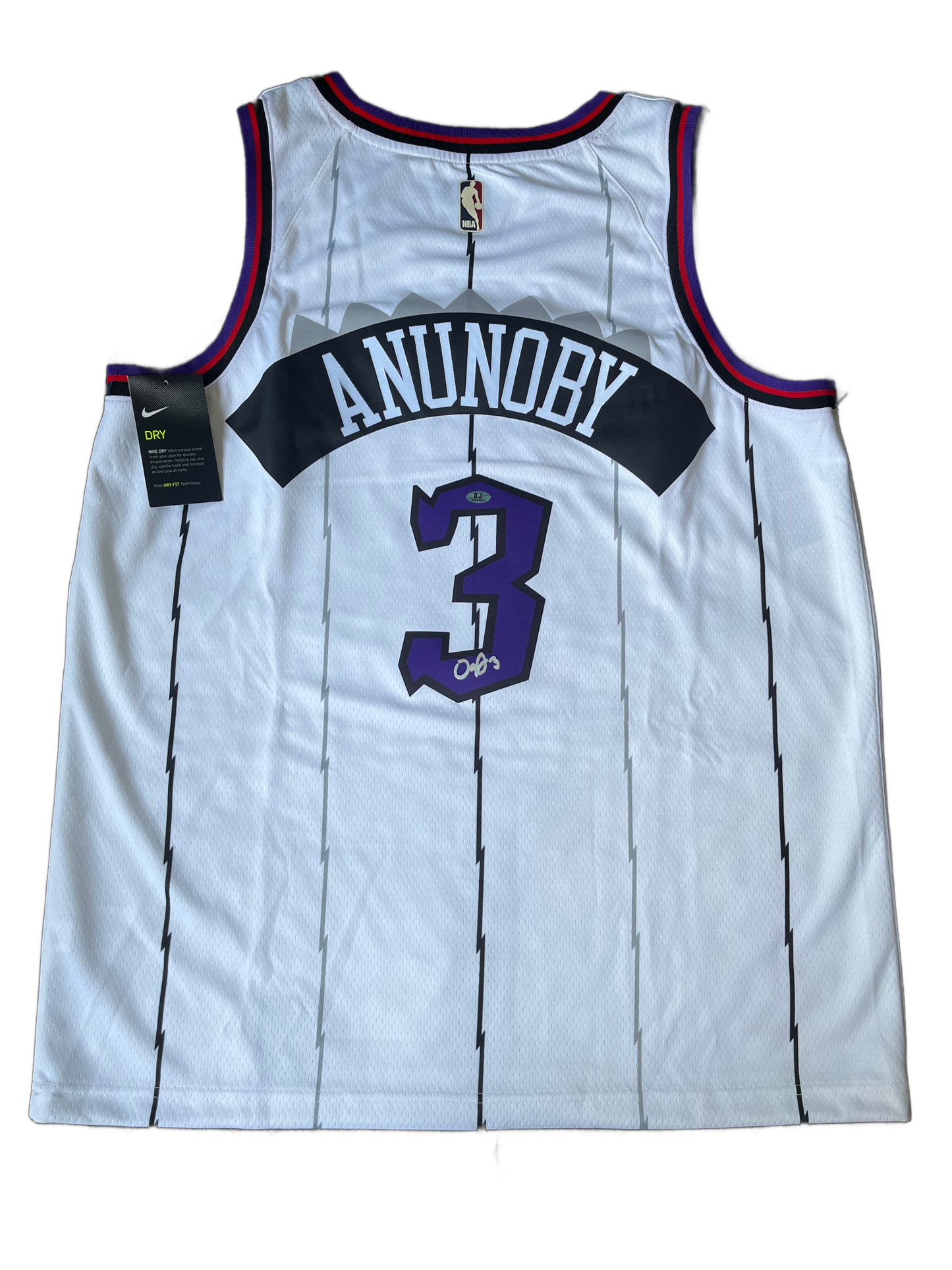 OG Anunoby Toronto Raptors Autographed Retro Dino Basketball Jersey