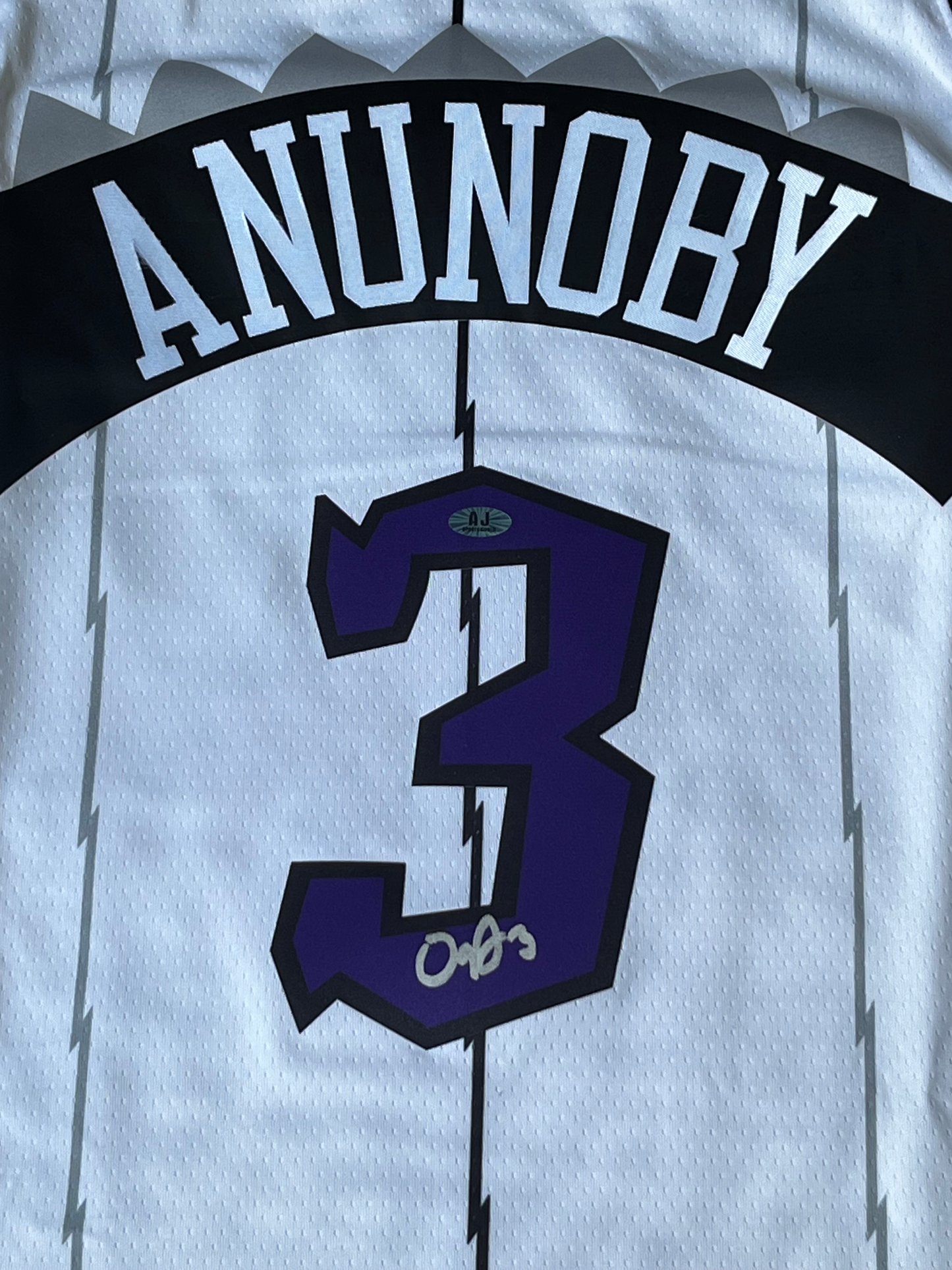OG Anunoby Toronto Raptors Autographed Retro Dino Basketball Jersey