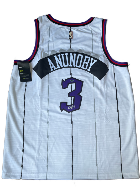 OG Anunoby Toronto Raptors Autographed Retro Dino Basketball Jersey