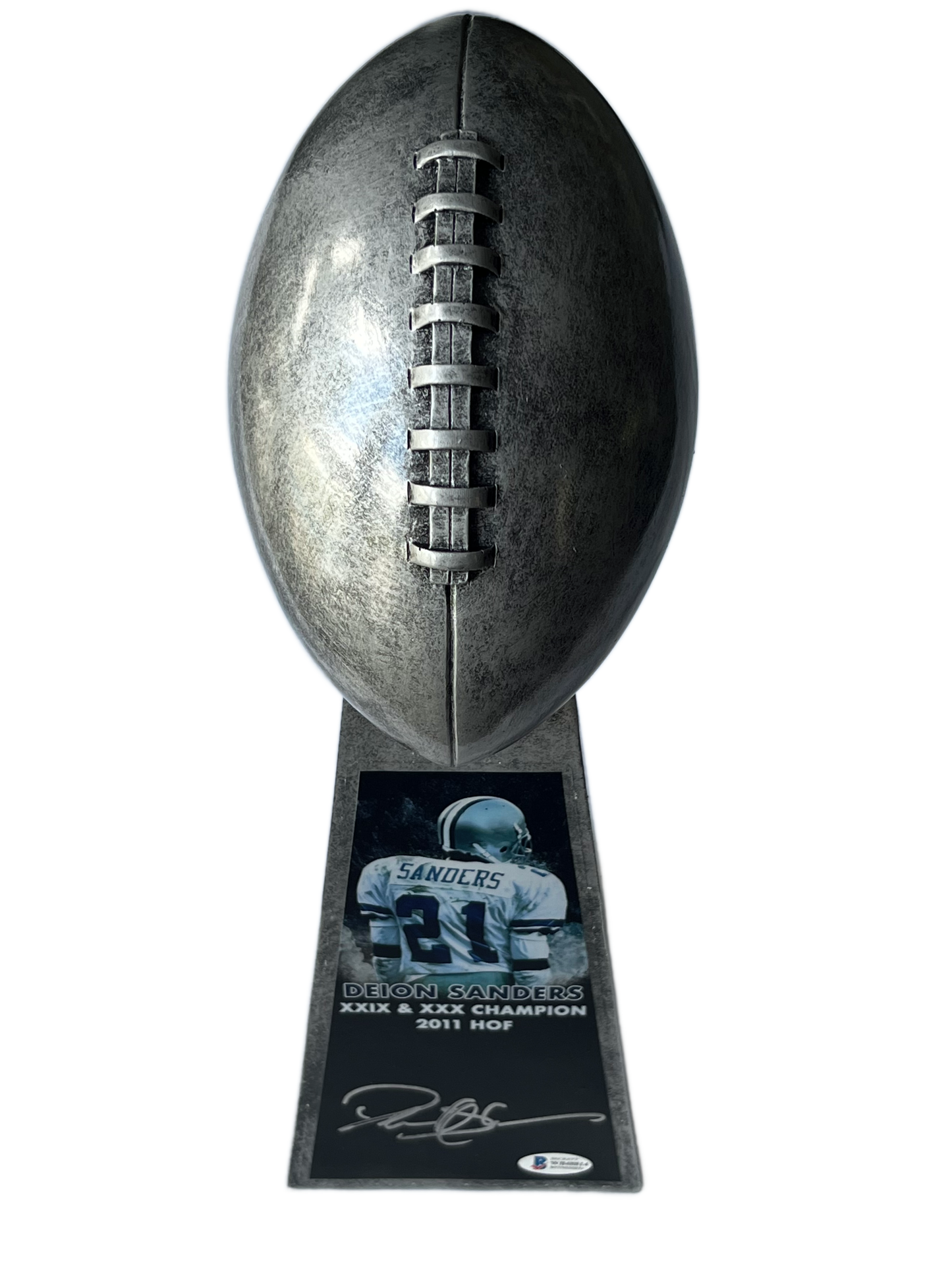 Deion Sanders Dallas Cowboys Autographed 15" Replica Super Bowl Trophy