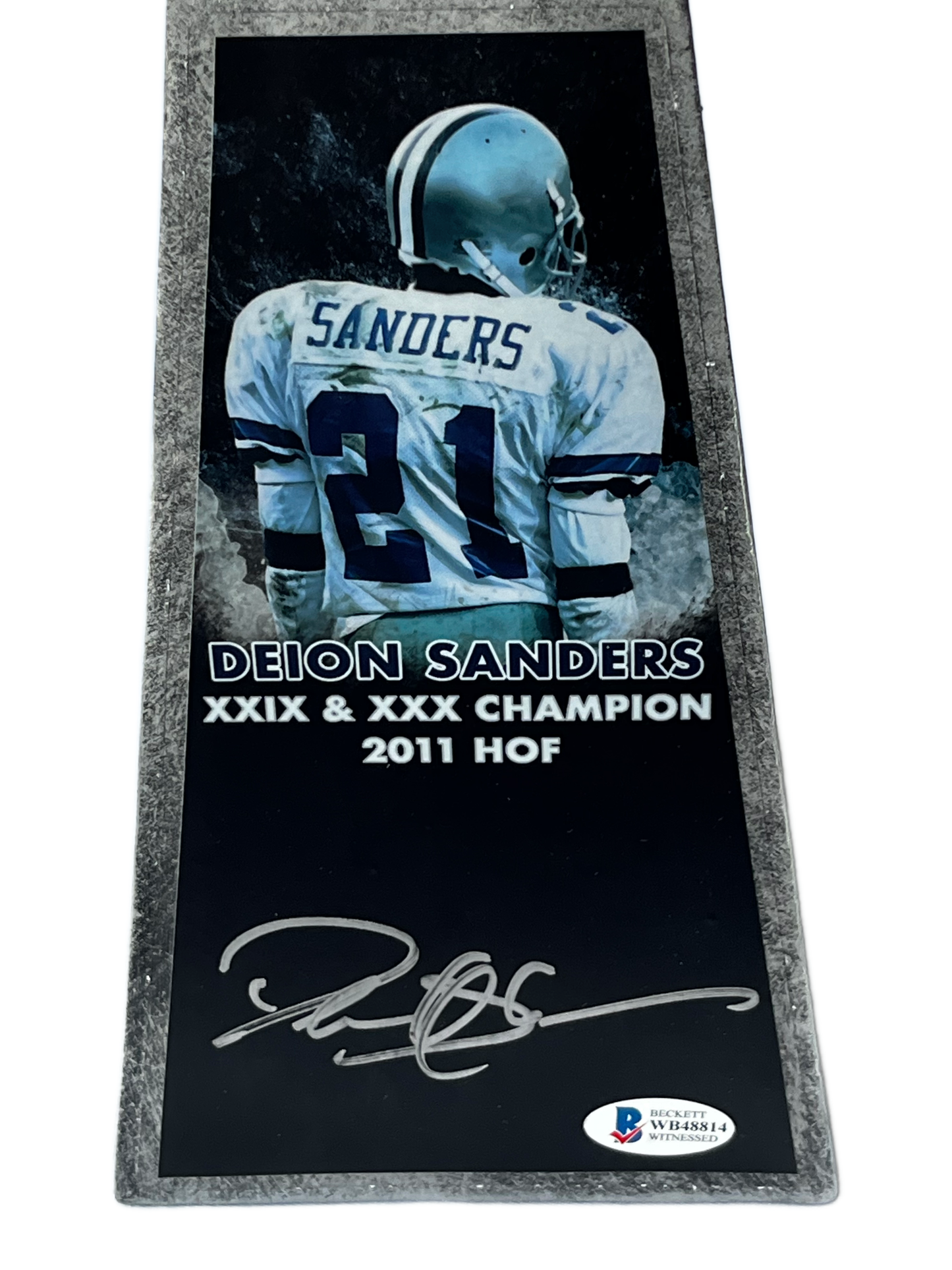 Deion Sanders Dallas Cowboys Autographed 15" Replica Super Bowl Trophy