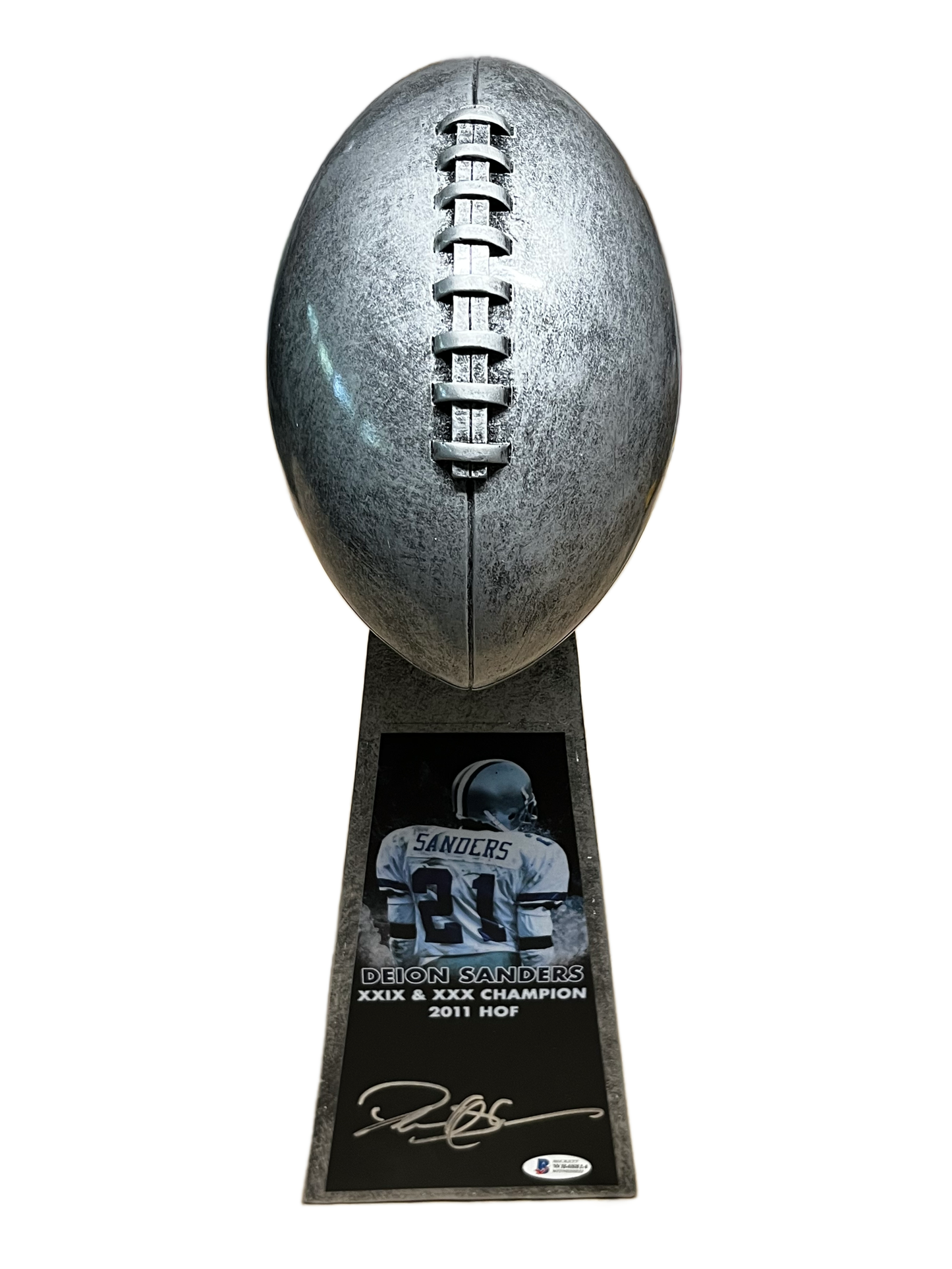 Deion Sanders Dallas Cowboys Autographed 15" Replica Super Bowl Trophy