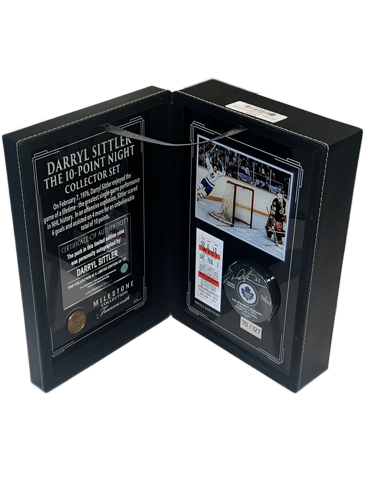 Darryl Sittler Toronto Maple Leafs Autographed Puck In Deluxe Display Case