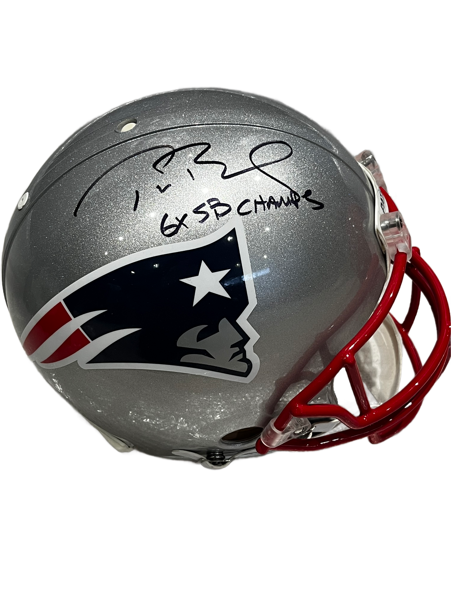 Tom Brady New England Patriots Autographed Riddell Authentic Pro Helmet with "6X SB CHAMPS" Inscription