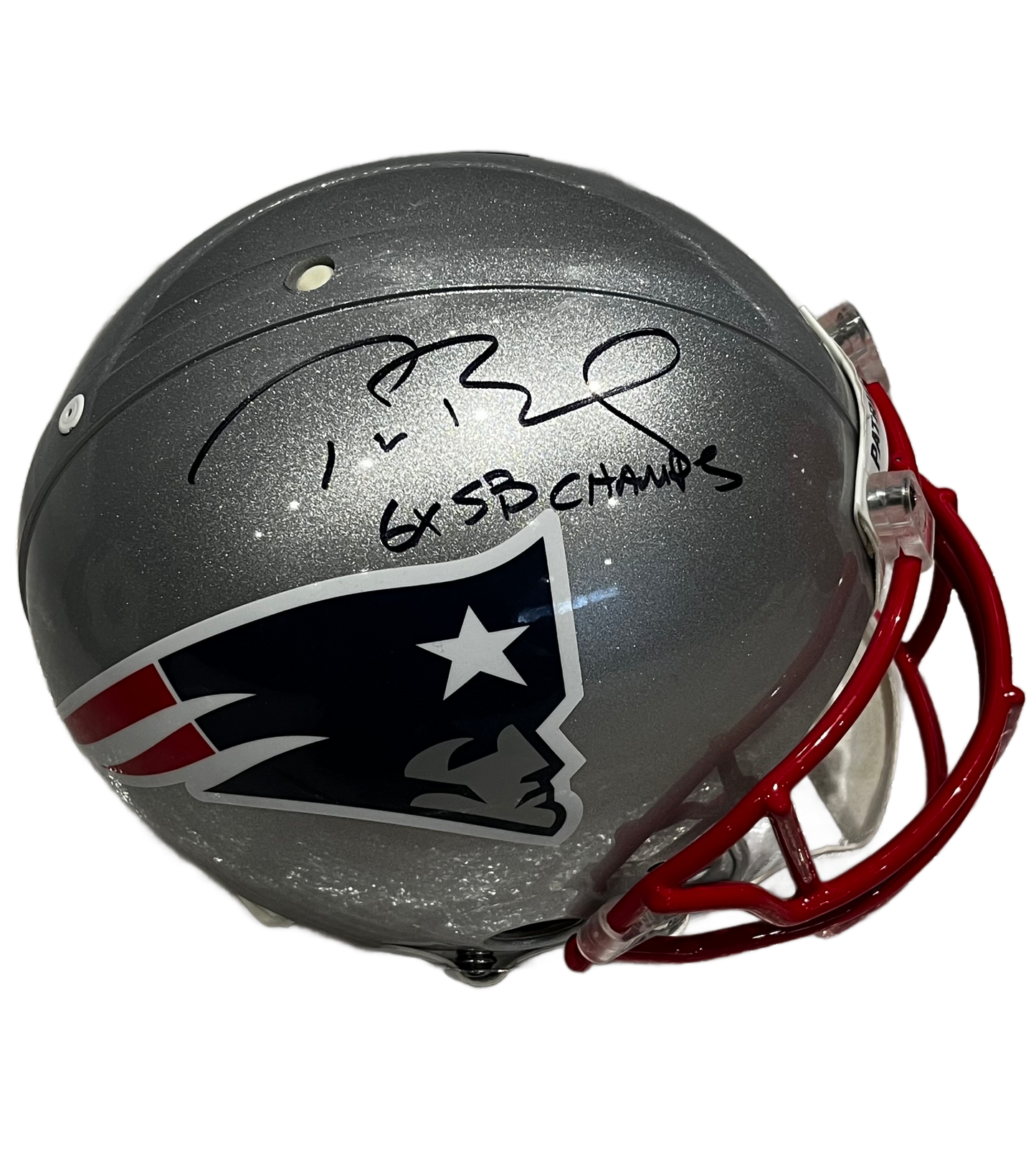 Tom Brady New England Patriots Autographed Riddell Authentic Pro Helmet with "6X SB CHAMPS" Inscription
