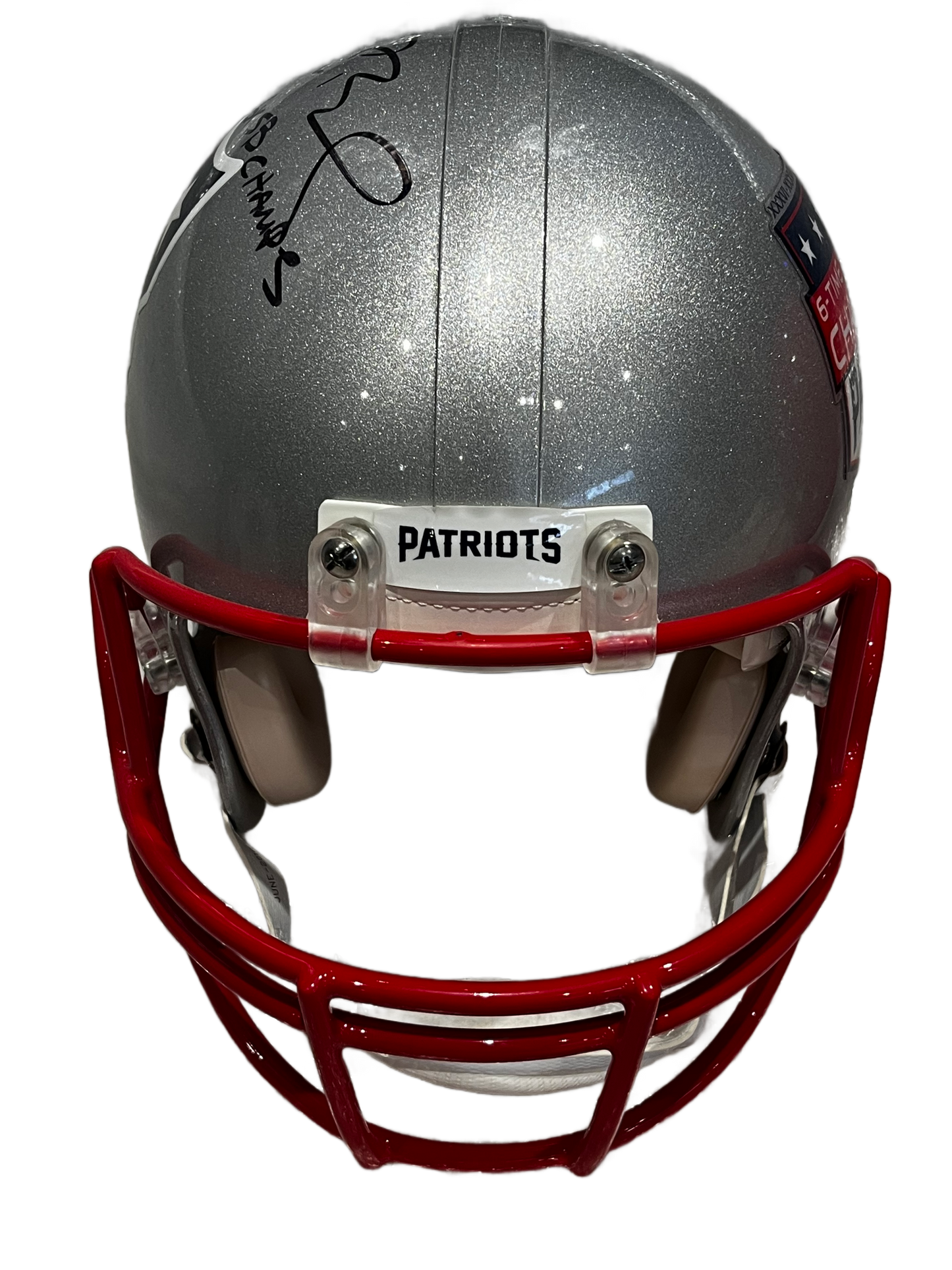 Tom Brady New England Patriots Autographed Riddell Authentic Pro Helmet with "6X SB CHAMPS" Inscription