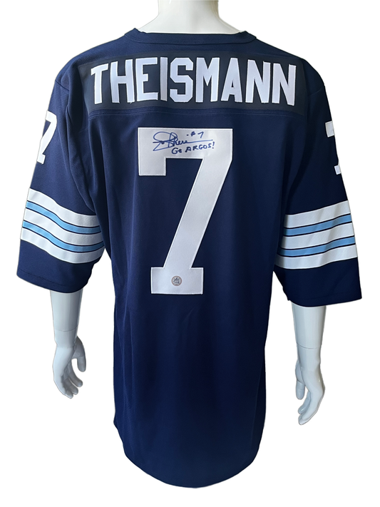 Joe Theismann Autographed Toronto Argos Style Canadian Football Jersey