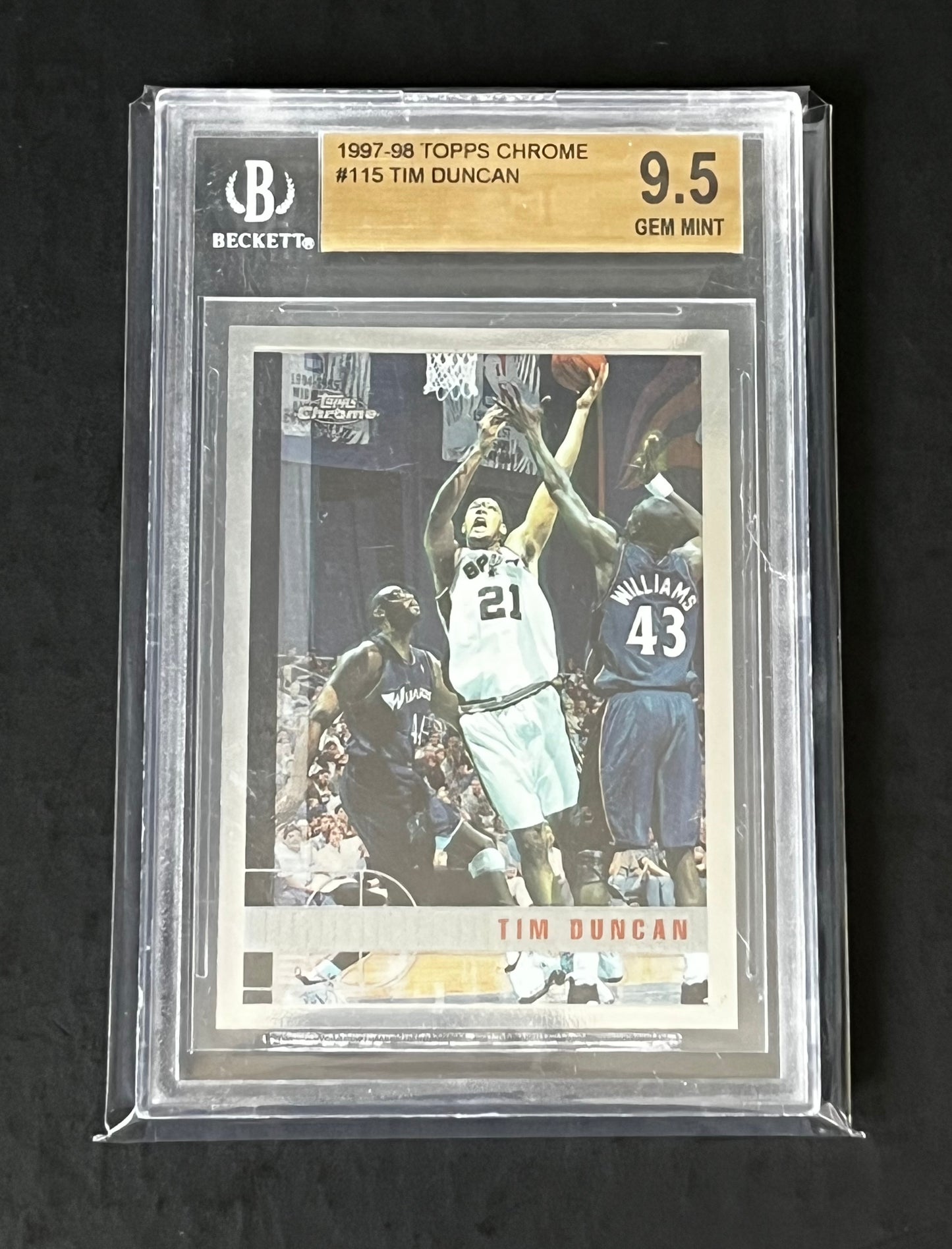Tim Duncan Graded 1997-98 Topps Chrome Rookie Card BGS 9.5 Gem Mint