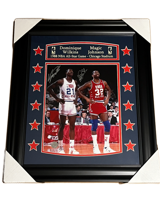 Dominique Wilkins & Magic Johnson Signed 1988 NBA All Star Game