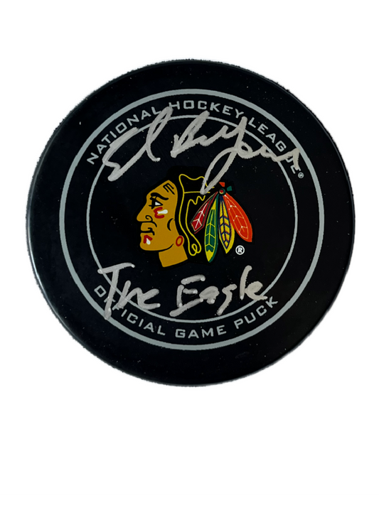Ed Belfour Chicago Autographed Official Game Puck