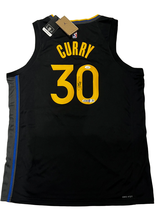 Stephen Curry Signed Jordan Black Statement Swingman Jersey USA SM JSA LOA